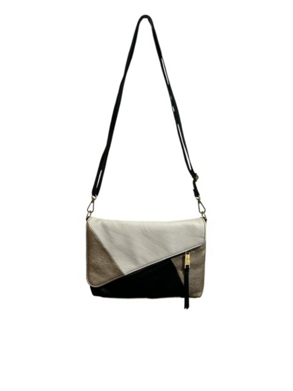 Jessica Simpson Color Block Crossbody Bag in Black Gold and Ivory Leopard EUC